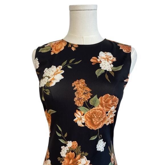 WeWoreWhat Dress Womens Size Small Black Floral Muscle Tank Midi Bodycon Fitted - Picture 4 of 8